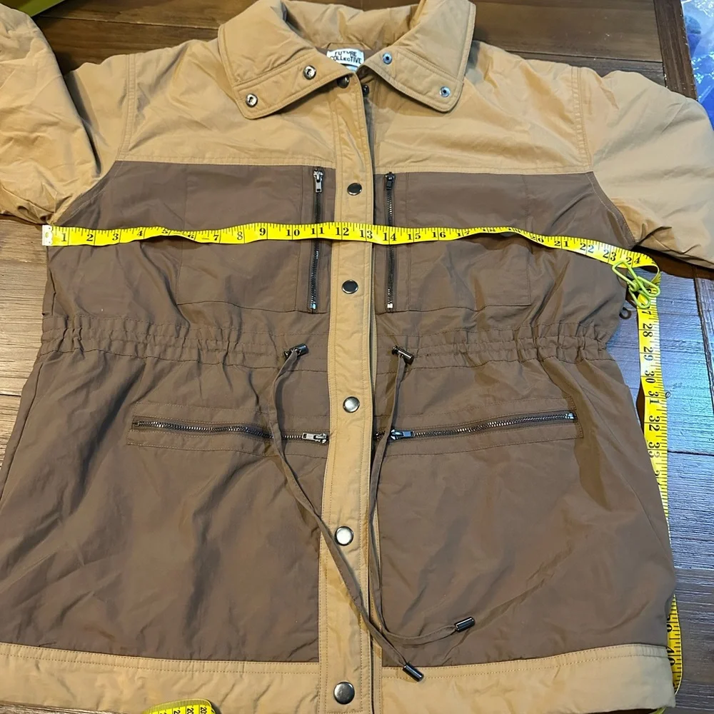 Future Collective Jacket Womens M Two Toned‎ Green Quilted Puffer Streetwear Y2K